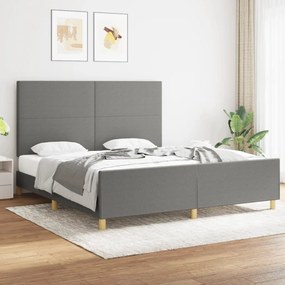 3124912 vidaXL Cadru de pat cu tăblie, gri închis, 180x200 cm, textil