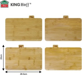 Set 4 tocatoare cu suport Kinghoff KH 2010, 28,5 x 20 cm, Marcaj, Bambus, Maro/Negru