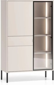 Vitrină înaltă cu sertar și iluminare Harmona 92 cm - cașmir