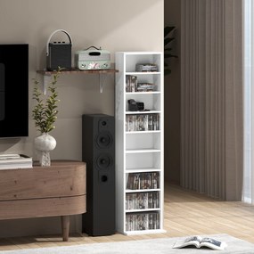 HOMCOM Unitate de Stocare pentru 260 de CD-uri/120 de DVD-uri - Alb | Aosom Romania