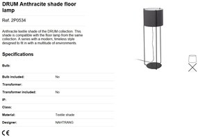 Lampa podea / Lampadar modern design elegant DRUM gri antracit