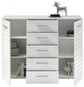Comoda 2 Usi Si 5 Sertare New York, Alb High Gloss, 130 Cm