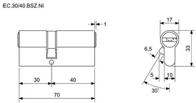 Inserție de construcție EC 30/40.BSZ cu cuplare de trecere, nichel