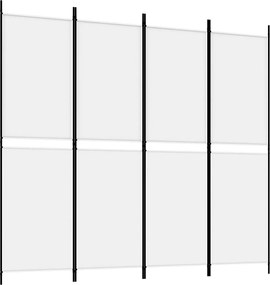 vidaXL Paravan de cameră cu 4 panouri, alb, 200x180 cm, textil