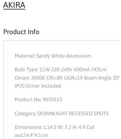 Spot LED incastrabil tavan fals / plafon AKIRA 11W