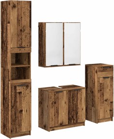 vidaXL Set de mobilier pentru baie 4 pcs Lemn vechi Lemn compozit
