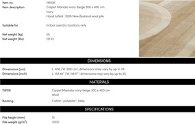 Covor design LUX tesut manual din lana Marsala 300x400