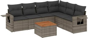 vidaXL Set canapele de grădină, 7 piese, cu perne, gri, poliratan