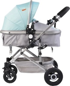 Carucior nou nascuti 2 in 1 NOVOKIDS™ Ciarra Silver PRO , Cu geanta bebe, Cadru Aluminiu , Amortizoare, Roti din cauciuc plin AVE, Landou, Modul