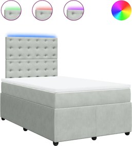 vidaXL Pat box spring cu saltea, gri deschis, 120x190 cm, catifea