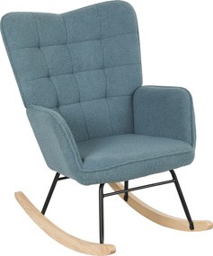 HOMCOM Fotoliu cu leagăn, formă ergonomică, leagăne din lemn solid, până la 120 kg, Albastru deschis | Aosom Romania