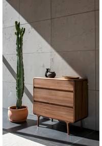 Comodă maro din lemn de nuc 90x90x45 cm Fawn – Gazzda