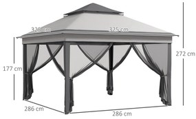 Outsunny Foișor Pop Up Reglabil în Înălțime cu Plasă și Geantă de Transport, 326x326x272 cm, Bej | Aosom Romania