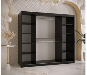 Dulap de haine Riven 2 200 (alb mat + negru mat) (cu oglindă). 1064182