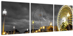 Tablou carusel în amurg (cu ceas) (90x30 cm)