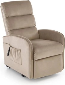 Fotoliu recliner MARONI, stofa catifelata bej - Bluvel 40, 62x92/165x1