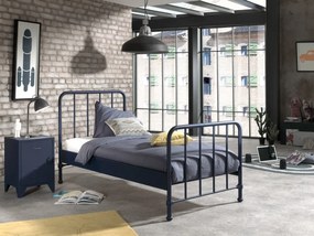 Set Pat Metalic și Noptieră, Albastru Denim, 90 x 200 cm (Metal) – BRONXX – Vipack