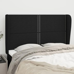 3117816 vidaXL Tăblie de pat cu aripioare, negru, 147x23x118/128 cm, textil