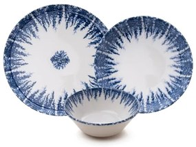 Set de veselă, 12 piese, alb/albastru, porțelan