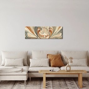 Tablou - Vârtejuri în culori pământii (cu ceas) (90x30 cm)