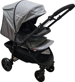 Carucior nou nascuti 2 in 1 BABY CARE™ PRO SK10, Maner reversibil, Spatar reglabil in 3 trepte, Frana picior,Pliabil , Gri Jeans