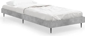 vidaXL Cadru de pat, gri beton, 75x190 cm, lemn prelucrat