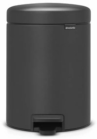 Cos de gunoi cu pedala Brabantia NewIcon 1001103, 5 L, Inchidere lina, Baza antiderapanta, Finisaj mineral, Gri inchis