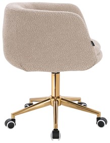HR333K Scaun Boucle Latte cu Bază Aurie