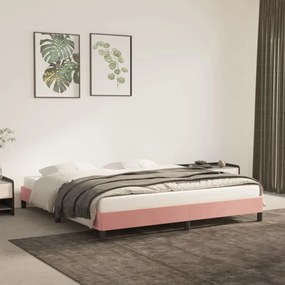 346987 vidaXL Cadru de pat, roz, 160x200 cm, catifea