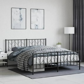 vidaXL Cadru pat fără saltea, cu tăblie picioare negru 160x200cm metal