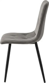 Scaun de catifea gri LIBRA SILVER GREY cu picioare negre