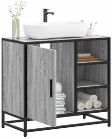 vidaXL Dulap pentru chiuvetă de baie gri Sonoma 65x33x60 cm lemn