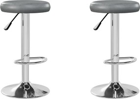 vidaXL Scaune de bar, 2 buc., gri, piele ecologică