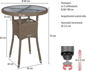 STILISTA Masă rotundă de grădină 60 cm, neagră