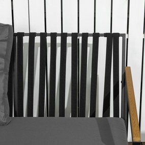Outsunny Set mobilier de grădină 4 piese 4 persoane cu canapea cu 2 locuri fotolii și masă de cafea 8 perne negru gri închis | Aosom Romania