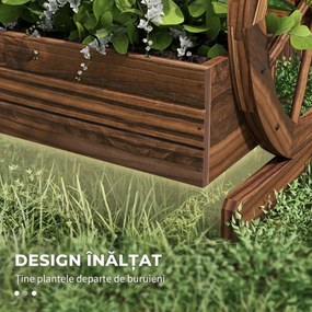 Outsunny Pat de Gradină Înălțat pe 2 Nivele, Jardiniere Căruță din Lemn Finisaj Carbonizat cu Orificii de Drenaj pentru Legume, Flori | Aosom Romania
