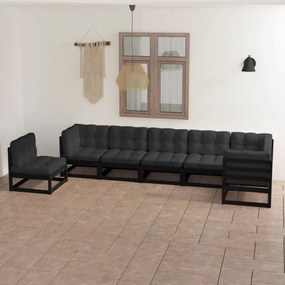 3076648 vidaXL Set mobilier de grădină cu perne, 7 piese, lemn masiv de pin