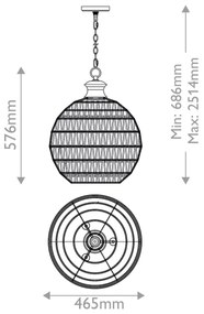 Quoizel QZ-CASABLANCA-3P-PBZ - Candelabru suspendat pe lanț CASABLANCA, 3xE27/60W/230V
