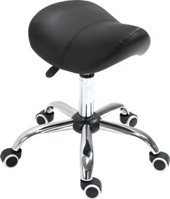 HOMCOM Scaun Taburet Rotativ cu Șa, Roți și Înălțime Reglabilă pentru Estetiști și Tatuatori, 52 x 53 x 49-61 cm, Negru | Aosom Romania