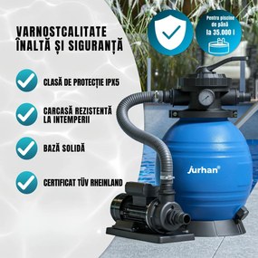 Sistem de filtrare cu nisip pentru piscină AQUA, 10 200 l/h, albastru Jurhan