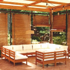3097262 vidaXL Set mobilier relaxare grădină perne 11piese lemn pin maro miere