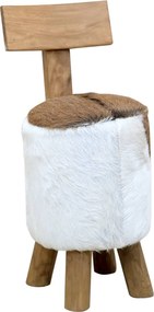 vidaXL Taburet, piele de capră și lemn masiv de tec