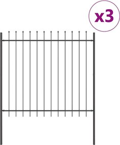 vidaXL Gard de Grădină 3 pcs Gri 5,1 x 1,5 m Oțel acoperit cu pulbere