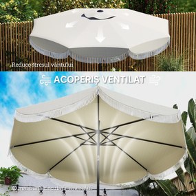 Outsunny Umbrelă de Grădină Inclinabilă 2.7x2.7 m cu Manivelă, Umbrelă Rotundă de Exterior cu 8 Spițe, din Metal și Poliester, pentru Curte sau Balcon, UV 30+, Gri Deschis | Aosom Romania