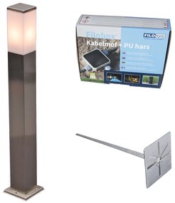 Lampă de exterior din oțel 80cm IP44 - Malios cu țăruș de pământ și glande de cablu