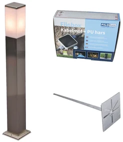 Lampă de exterior din oțel 80cm IP44 - Malios cu țăruș de pământ și glande de cablu