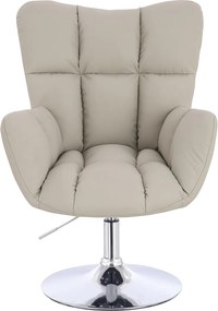 HR650N Scaun Ecru Piele Ecologica Premium Soft cu Bază Cromata