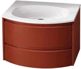 Set dulap baza suspendat KolpaSan Joy 2 sertare 60 cm finisaj ceramic red cu lavoar alb