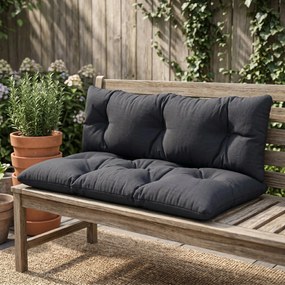 Outsunny Set de 2 Perne pentru Sezut si Spatar pentru Exterior pentru Paleti, Perne de Sezut Hidrofobe, Gri Carbune