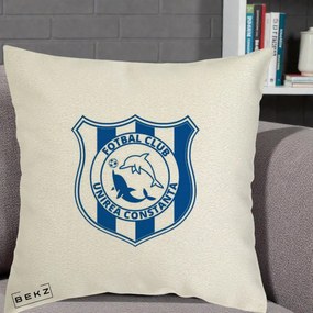 Perna Personalizata FC Unirea Constanta Fotbal, 40x40 cm, Ecru, Husa Detasabila, Perna Inclusa, BEKZ®